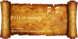 Pillis Dezső névjegykártya
